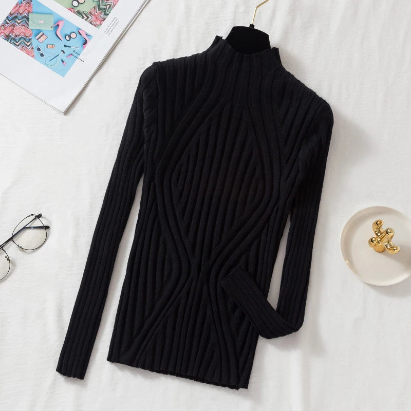 Jersey Cuello Alto para Mujer | Punto Slim Fit