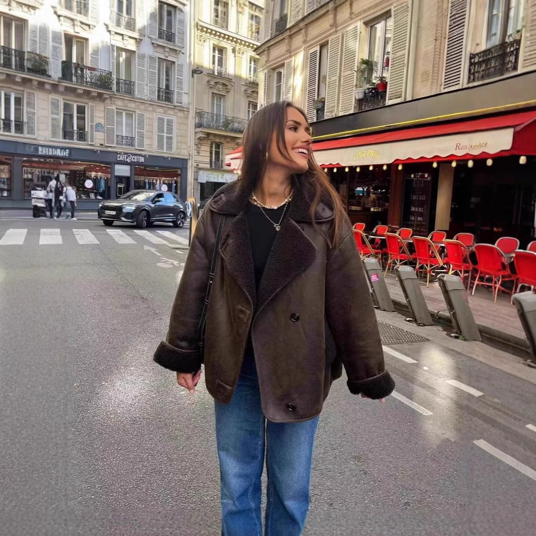 Chaqueta doble faz para mujer, foto real