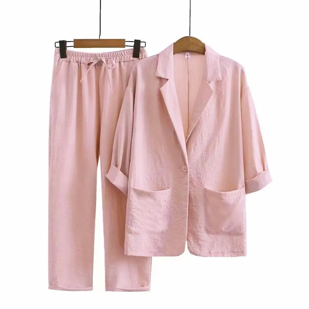 Conjunto Blazer y Pantalón de Lino para Mujer | Traje de 2 Piezas de Entretiempo