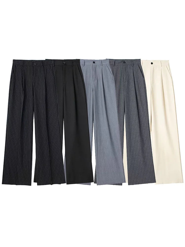 Pantalón de Pinzas Ancho para Mujer | Pantalón de Vestir Wide Leg de Tiro Alto