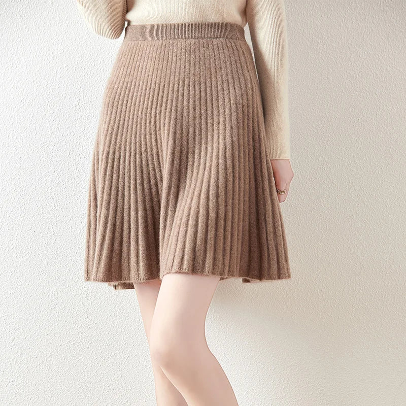 Falda Plisada de Punto para Mujer | Lana y Cashmere