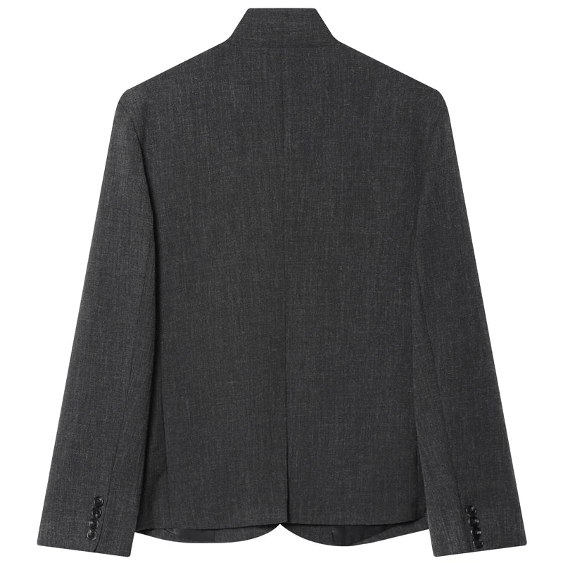 Blazer Asimétrico Gris para Mujer | Chaqueta Entallada de Manga Larga
