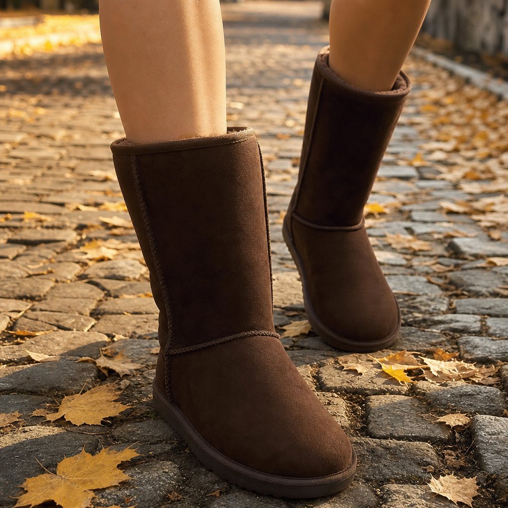 Botas de Nieve Planas marrón lifestyle