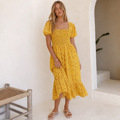 Vestido midi floral amarillo Carlota Maré - portada