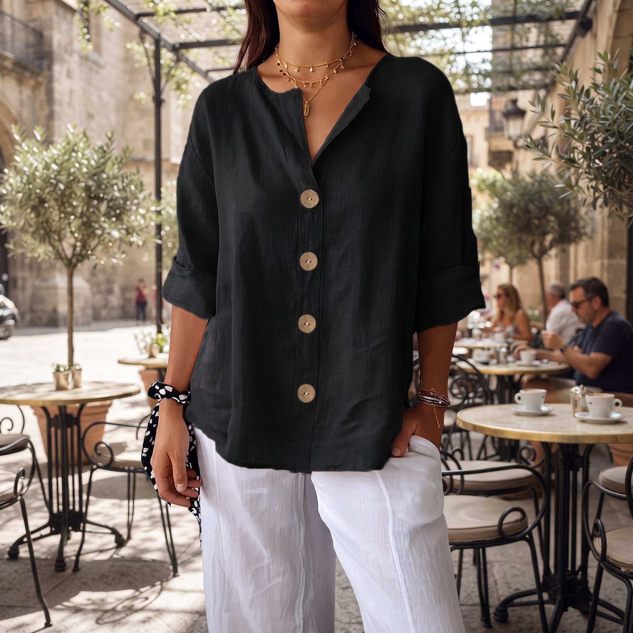 Camisa de lino negra - Carlota Maré