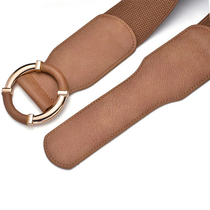 Cinturón Elástico Ancho para Mujer | Hebilla Dorada