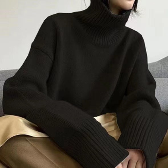 Jersey de cuello alto para mujer, foto real
