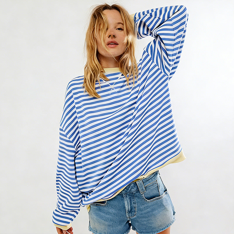 Jersey de rayas para mujer, foto real