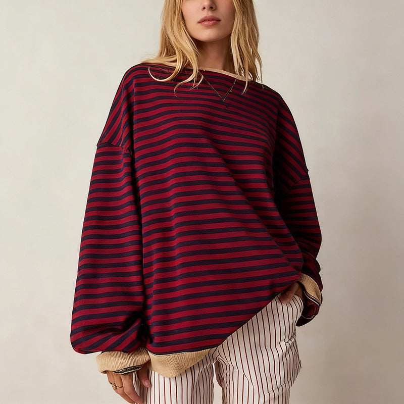 Jersey de rayas para mujer, foto real