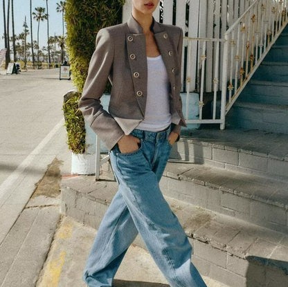 Blazer militar para mujer, foto real