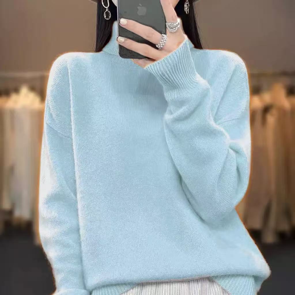 Jersey de cuello alto para mujer, foto real