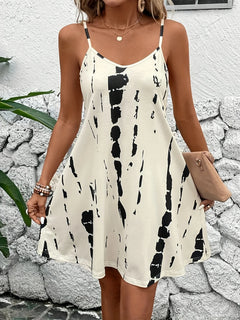 Vestido Corto de Tirantes para Mujer | Vestido Liso Drapeado de Verano
