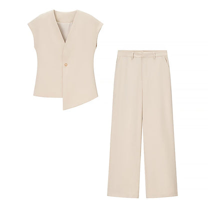 Conjunto de Chaleco y Pantalón para Mujer | Chaleco Sastre Asimétrico con Pantalón Recto