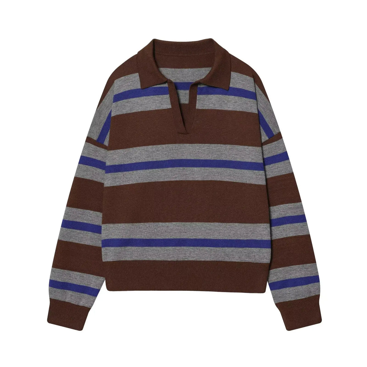 Jersey de Rayas Cuello Polo para Mujer | Oversize