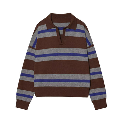 Jersey de Rayas Cuello Polo para Mujer | Oversize