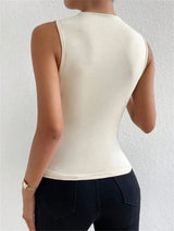 Top de Tirantes Fruncido para Mujer | Camiseta sin Mangas de Cuello Alto
