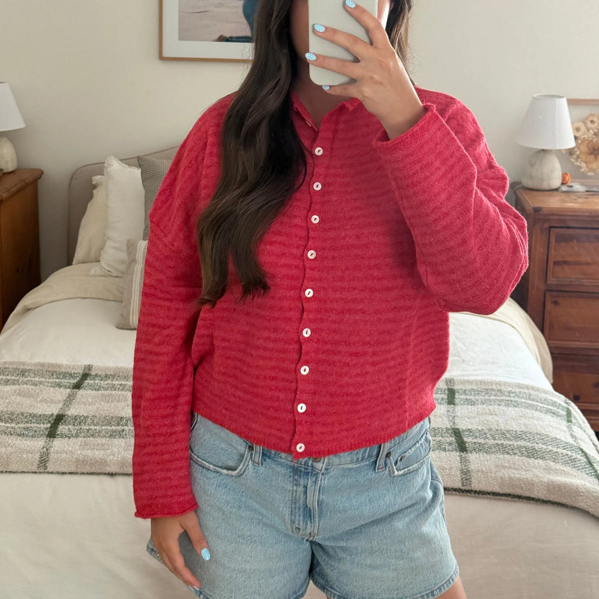 Cárdigan Largo Oversize de Rayas para Mujer | Punto Abierto con Botones