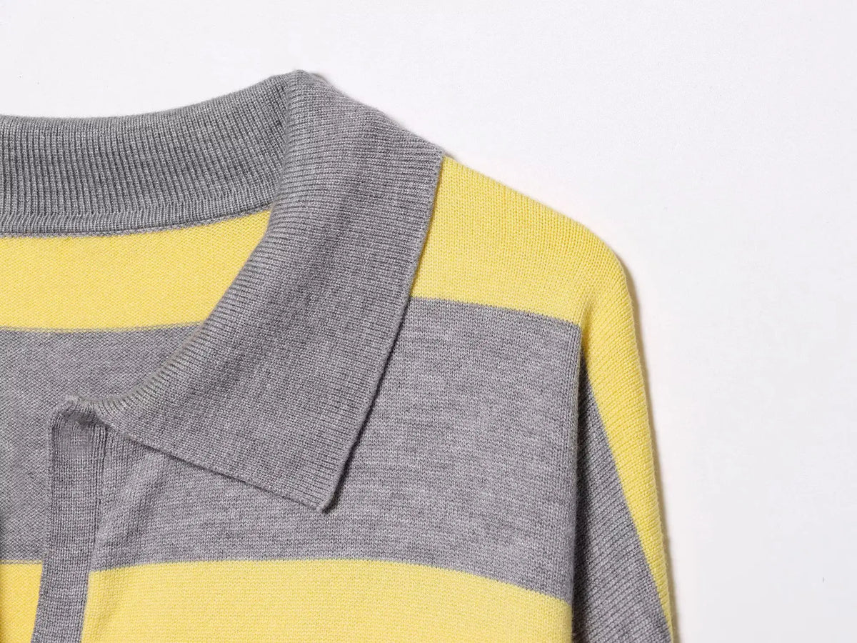 Jersey de Rayas Cuello Polo para Mujer | Oversize