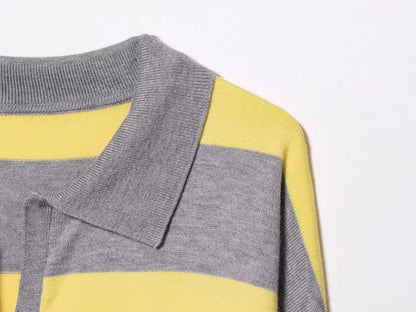 Jersey de Rayas Cuello Polo para Mujer | Oversize