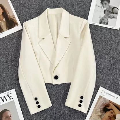 Blazer Corto de Solapa para Mujer | Chaqueta de Traje Crop con un Botón