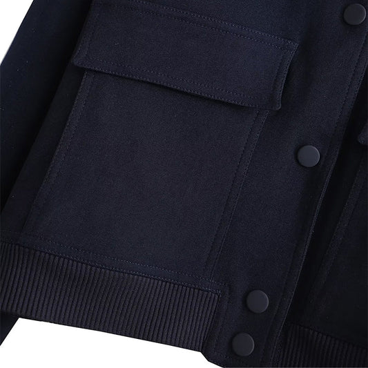 Chaqueta Bomber para Mujer | Cazadora Corta con Bolsillos de Solapa