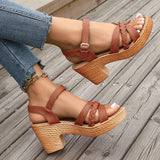 Sandalias de Tacón para Mujer | Sandalias Trenzadas de Plataforma con Tiras