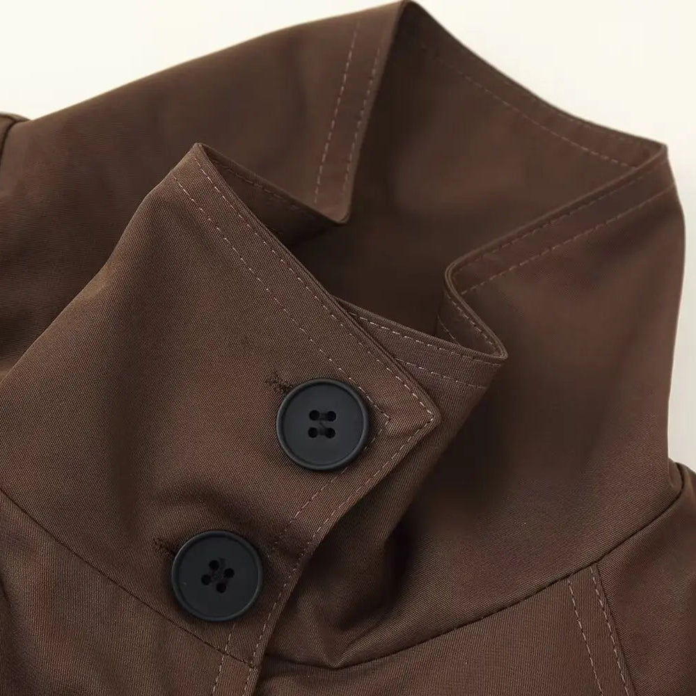 Gabardina Corta para Mujer | Trench Cruzado con Cuello Alto y Cinturón