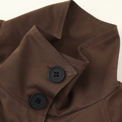 Gabardina Corta para Mujer | Trench Cruzado con Cuello Alto y Cinturón