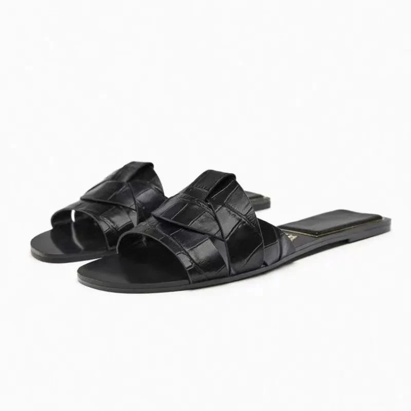 Sandalias Planas para Mujer | Sandalias de Verano de Rejilla Tejida Cómodas
