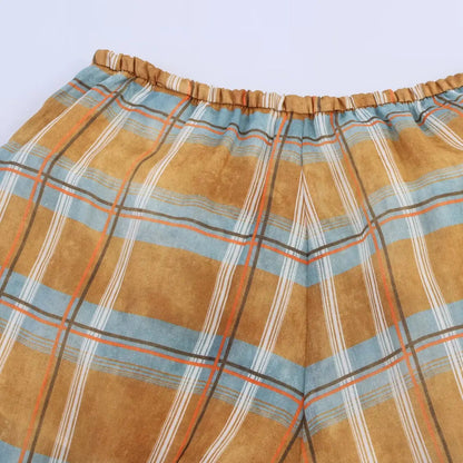 Pantalón Bombacho de Cuadros para Mujer | Pantalón Ancho con Cordón y Puño Elástico