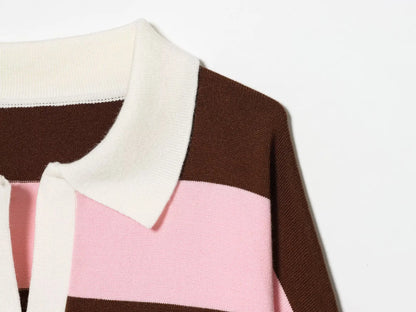 Jersey de Rayas Cuello Polo para Mujer | Oversize