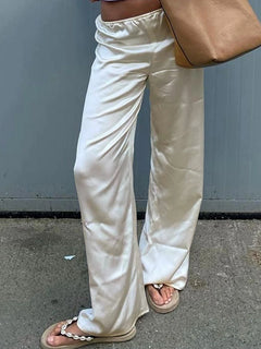 Pantalón Satinado para Mujer | Pantalón Ancho Fluido de Efecto Seda