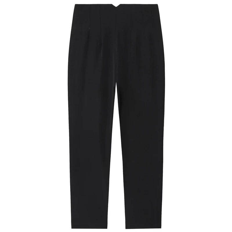 Pantalón Pitillo Negro de Tiro Alto para Mujer | Tobillero Elegante de Oficina