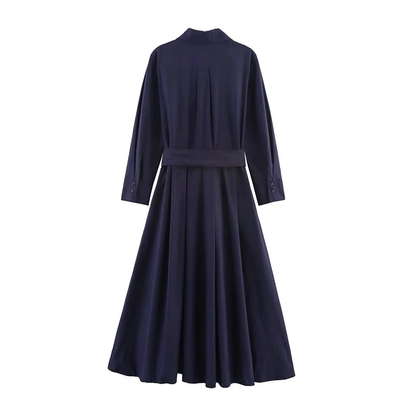 Vestido Camisero para Mujer | Vestido Largo de Manga Larga con Cinturón