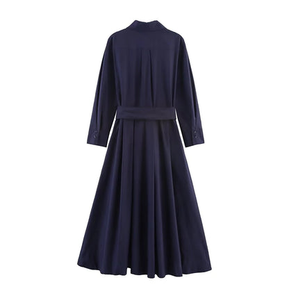 Vestido Camisero para Mujer | Vestido Largo de Manga Larga con Cinturón