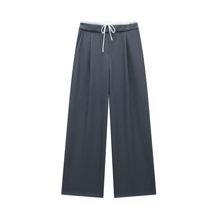 Pantalón Ancho Recto para Mujer | Casual de Pierna Ancha con Cordón