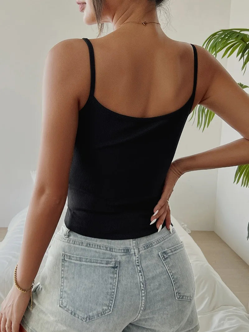 Top Corto de Tirantes para Mujer | Crop Top de Tirantes Efecto Corsé