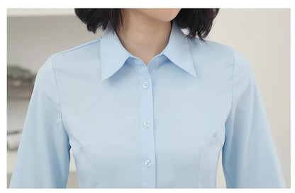 Camisa Blanca Entallada para Mujer | Camisa de Vestir Clásica de Oficina