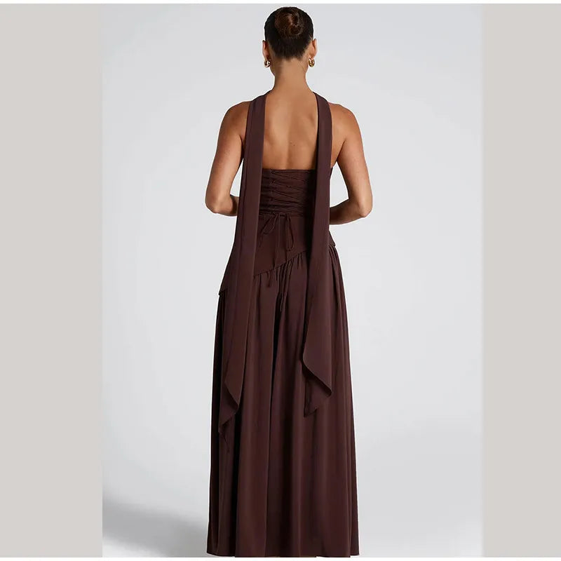 Vestido Largo Palabra de Honor para Mujer | Maxi Plisado de Verano con Abertura