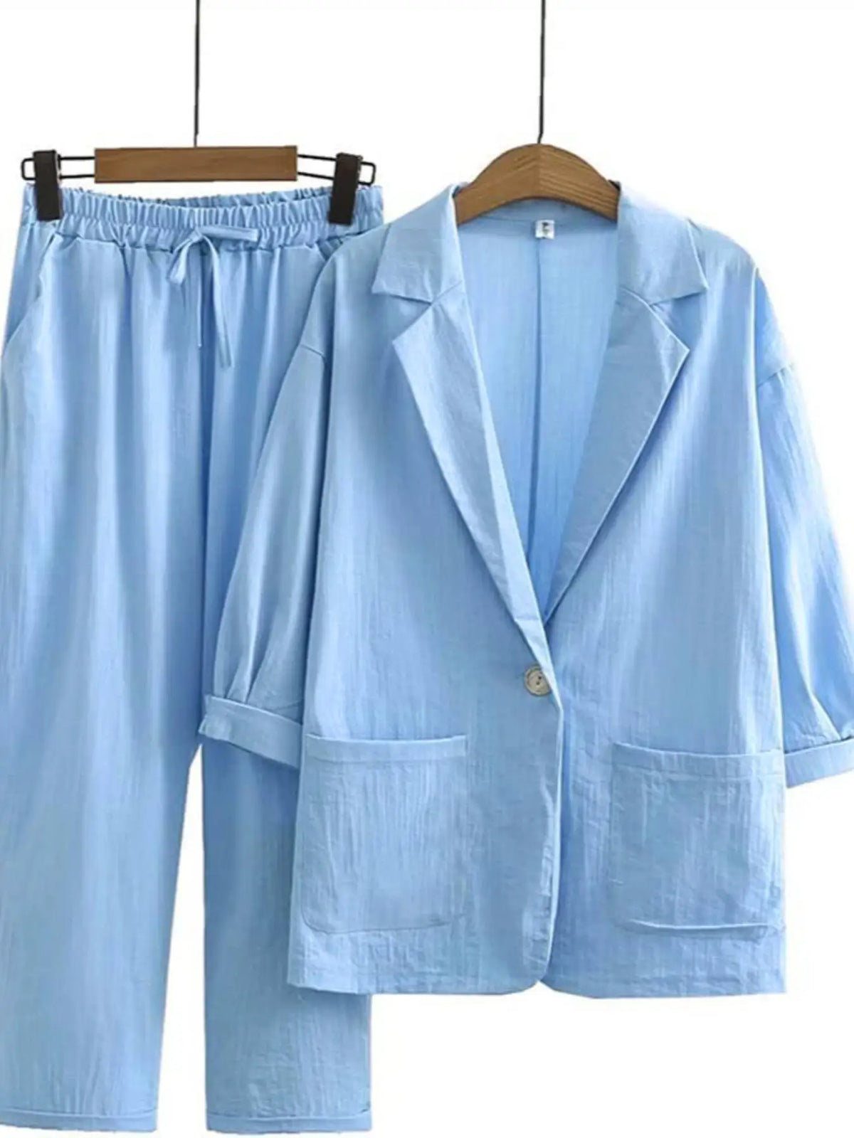 Conjunto Blazer y Pantalón de Lino para Mujer | Traje de 2 Piezas de Entretiempo