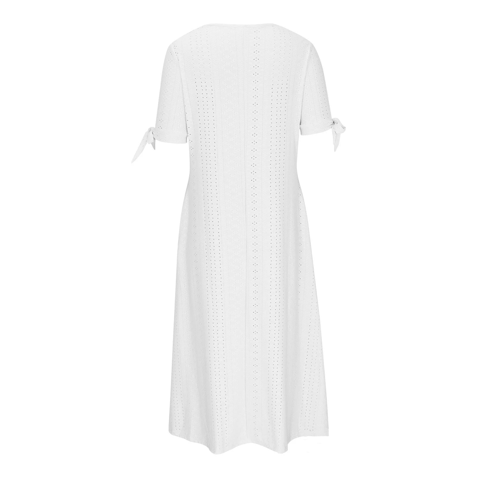 Vestido Midi Boho para Mujer | Escote en Pico, Manga Corta y Bolsillos, Verano