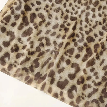 Falda Larga de Tul para Mujer | Estampado Leopardo de Cintura Alta