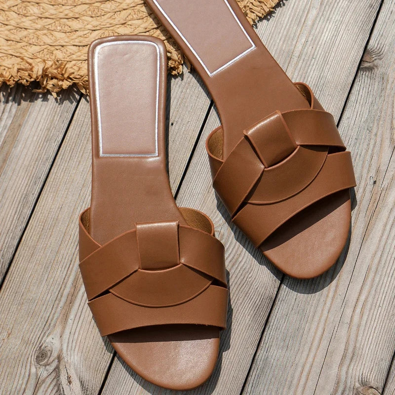 Sandalias Planas para Mujer | Sandalias de Verano de Rejilla Tejida Cómodas