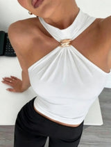 Top Anudado con Anilla para Mujer | Top de Tirantes de Verano Entallado