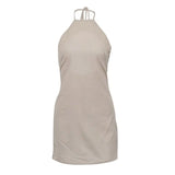 Vestido Corto de Lino Halter para Mujer | Vestido de Verano Espalda Descubierta