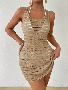 Vestido de Playa de Punto Calado para Mujer | Camisola Cover Up para Bikini