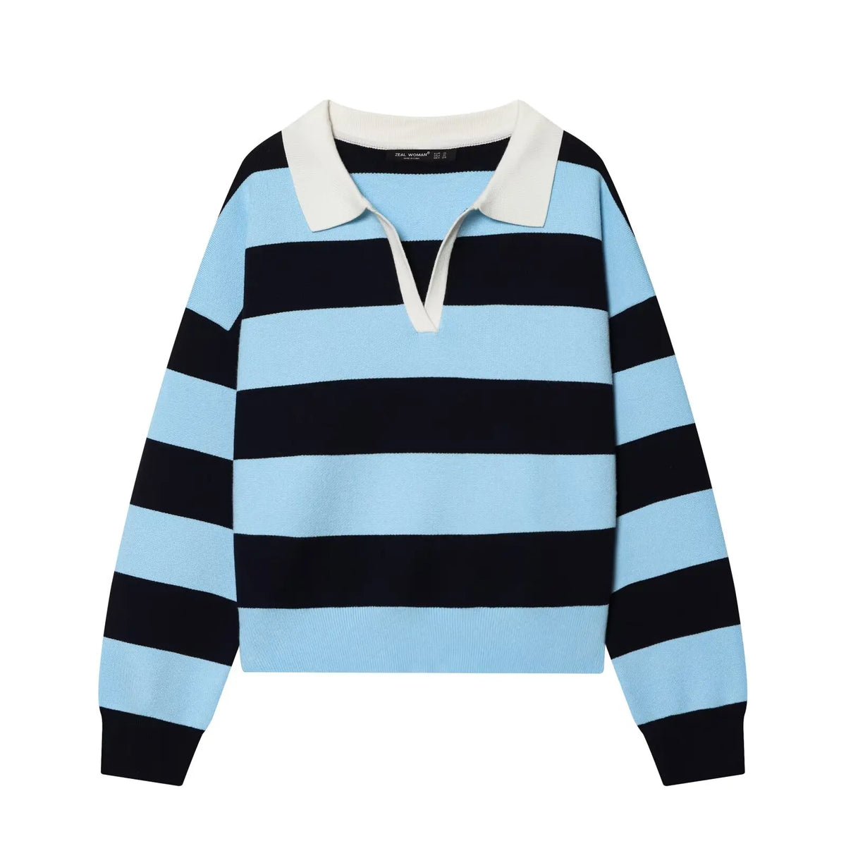 Jersey de Rayas Cuello Polo para Mujer | Oversize