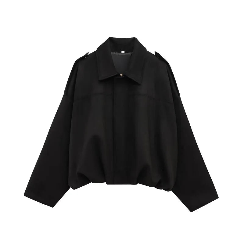 Chaqueta Bomber de Ante Sintético para Mujer | Oversize con Cuello Solapa