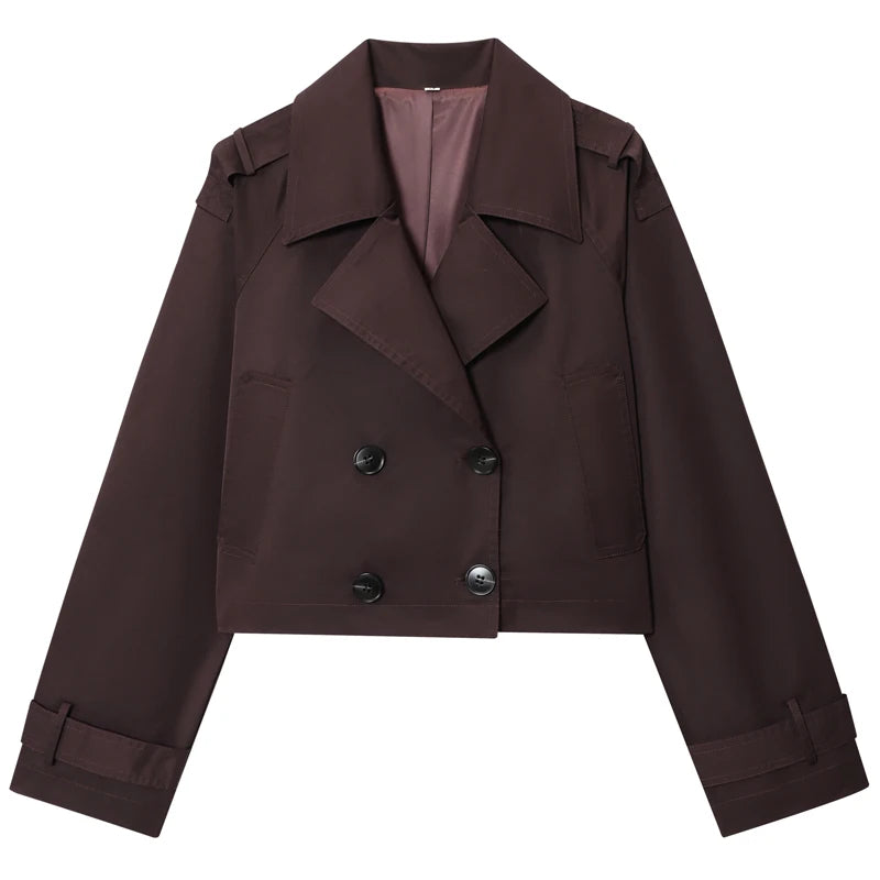 Trench Corto Cruzado para Mujer | Chaquetón Oversize de Manga Larga