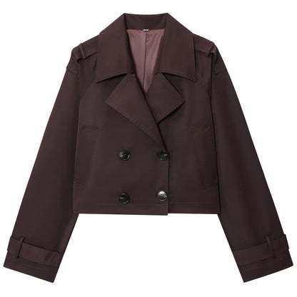 Trench Corto Cruzado para Mujer | Chaquetón Oversize de Manga Larga